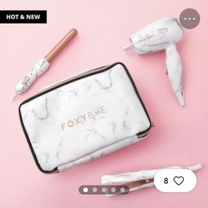FOXYBae Marble White Travel Hair Styling Set - White & Rose Gold